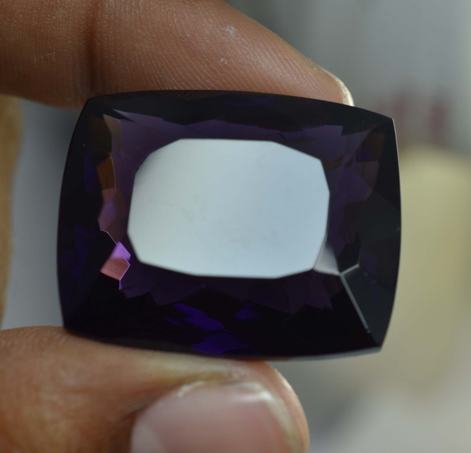 74.50 Ct Natural Dark Purple Amethyst Cushion Cut CERTIFIED Gemstone Huge Size