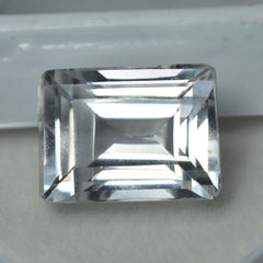 8.50 Ct Natural White Sapphire AA+ CERTIFIED Perfect Emerald Cut Loose Gemstone