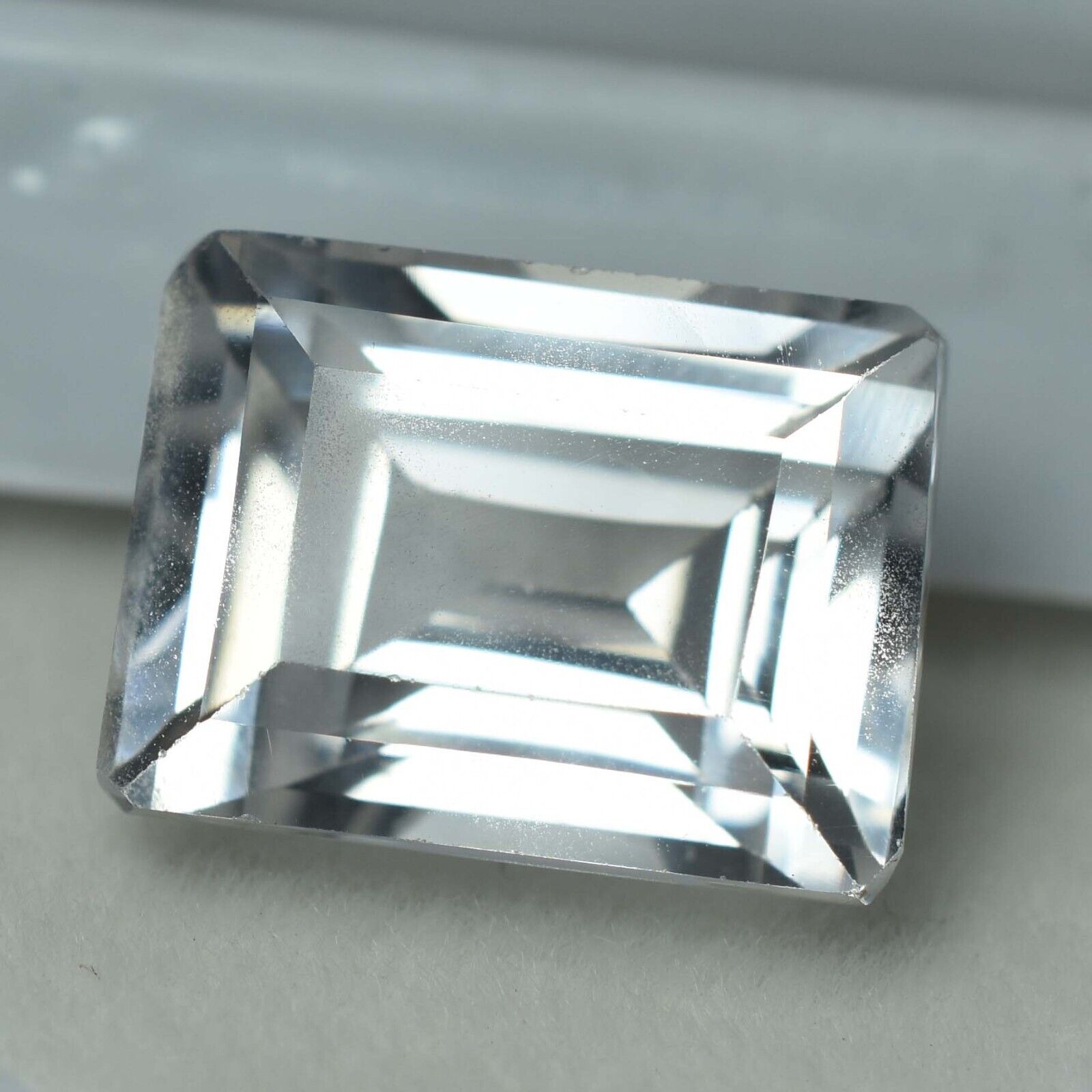 8.50 Ct Natural White Sapphire AA+ CERTIFIED Perfect Emerald Cut Loose Gemstone