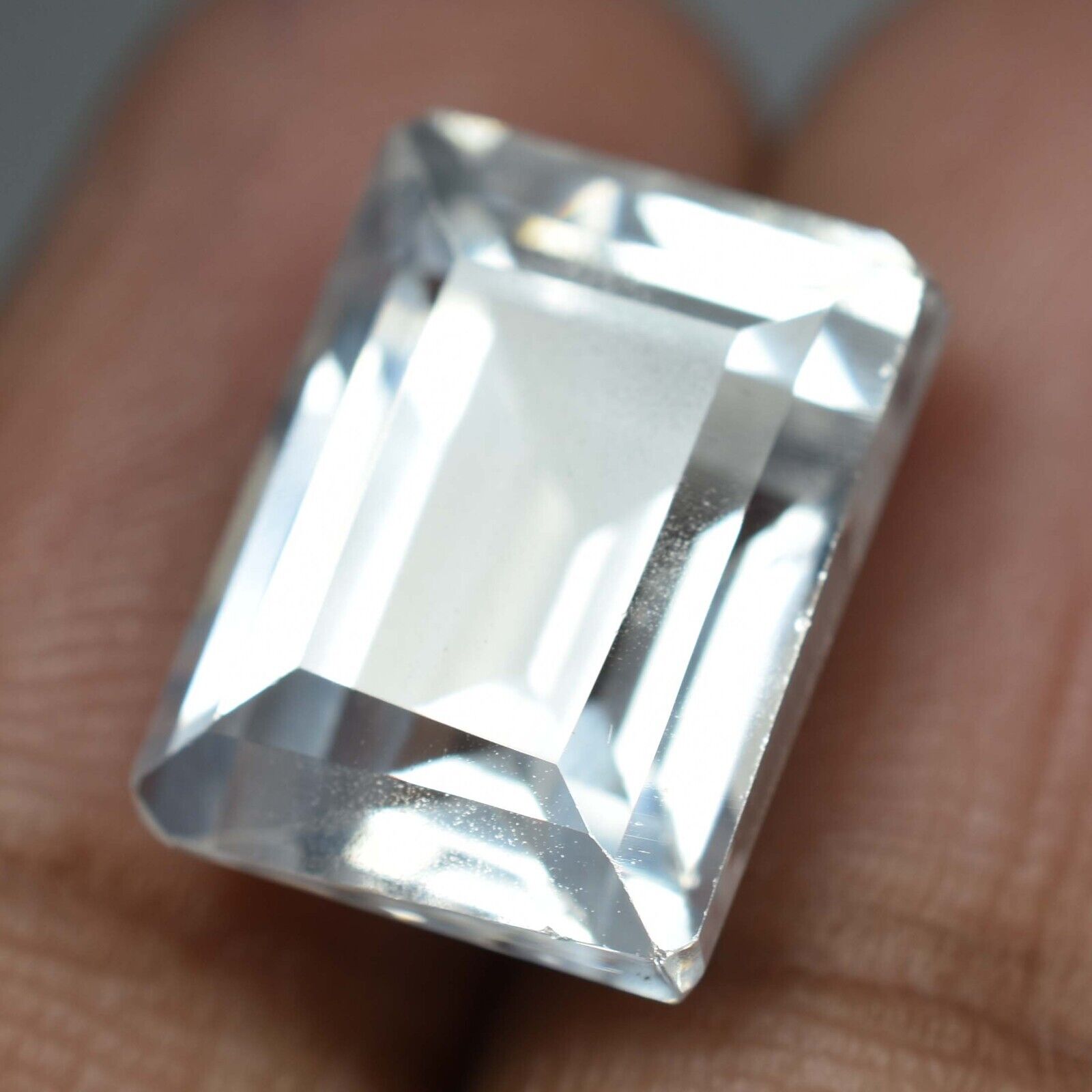 8.50 Ct Natural White Sapphire AA+ CERTIFIED Perfect Emerald Cut Loose Gemstone