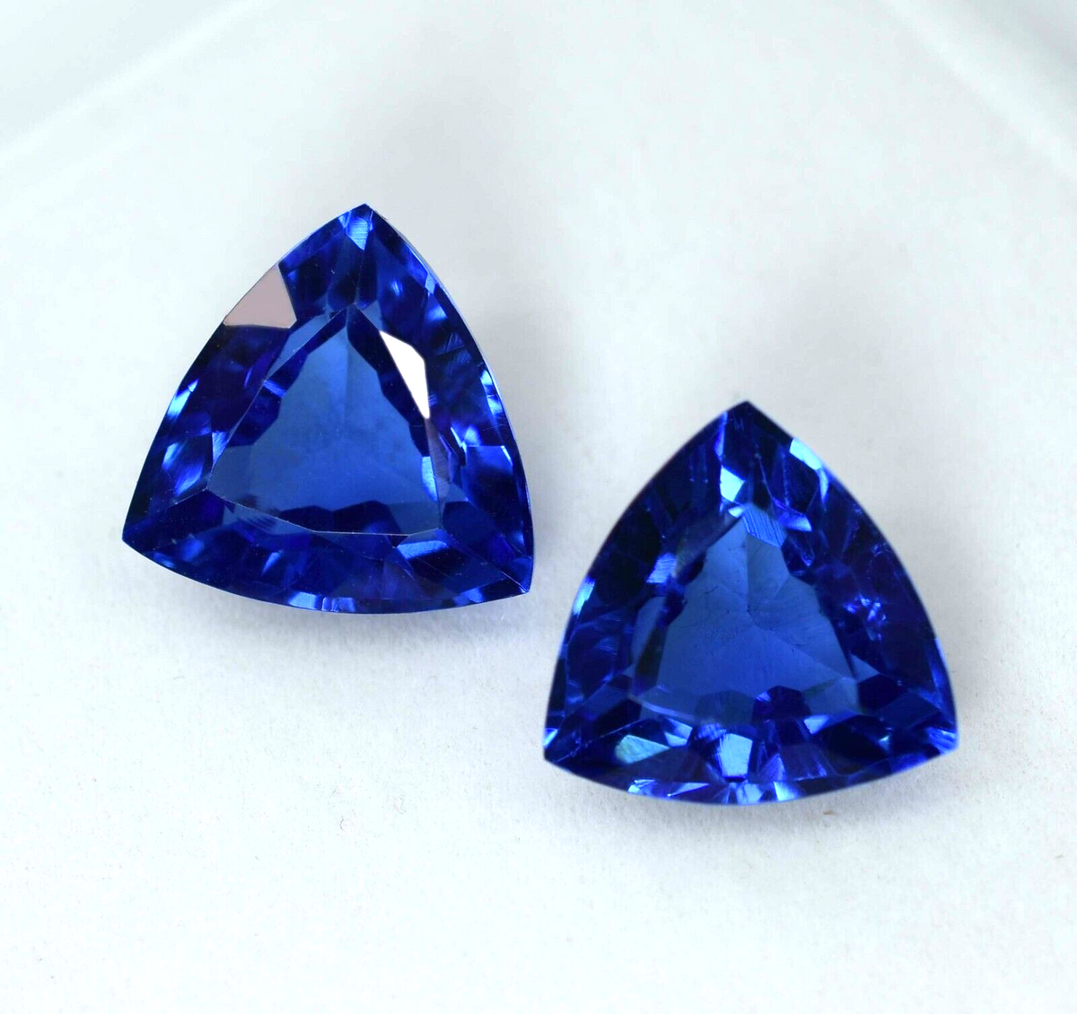 16.80 Ct Natural Blue Tanzanite CERTIFIED Trillion Cut Loose Gemstone Pair