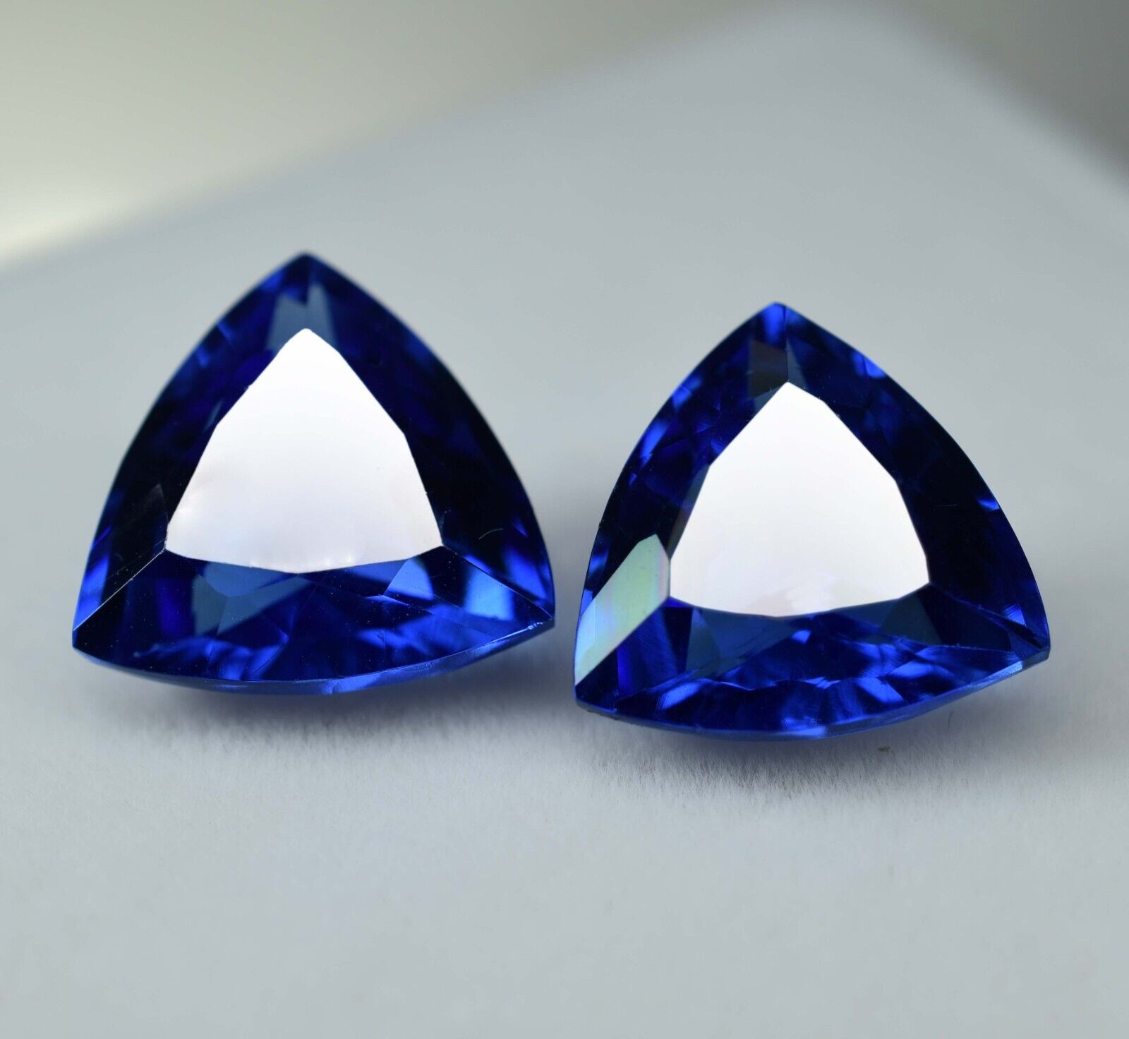 16.80 Ct Natural Blue Tanzanite CERTIFIED Trillion Cut Loose Gemstone Pair