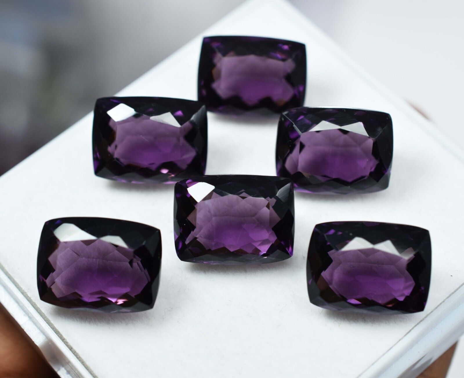 Natural Purple Amethyst 50 Ct AA++CERTIFIED Cushion Cut Lot Loose Gemstone 6 Pcs