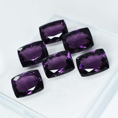 Natural Purple Amethyst 50 Ct AA++CERTIFIED Cushion Cut Lot Loose Gemstone 6 Pcs