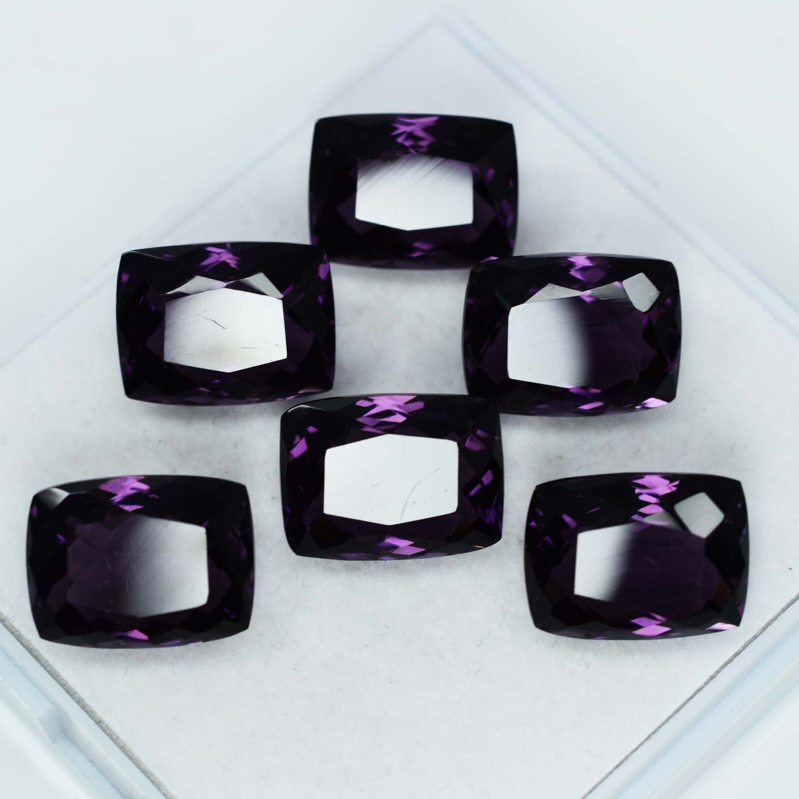 Natural Purple Amethyst 50 Ct AA++CERTIFIED Cushion Cut Lot Loose Gemstone 6 Pcs