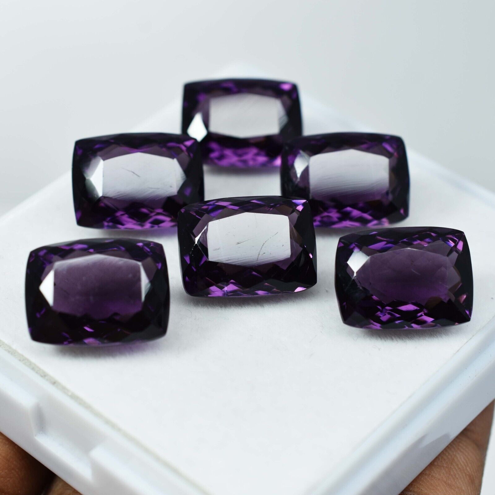 Natural Purple Amethyst 50 Ct AA++CERTIFIED Cushion Cut Lot Loose Gemstone 6 Pcs