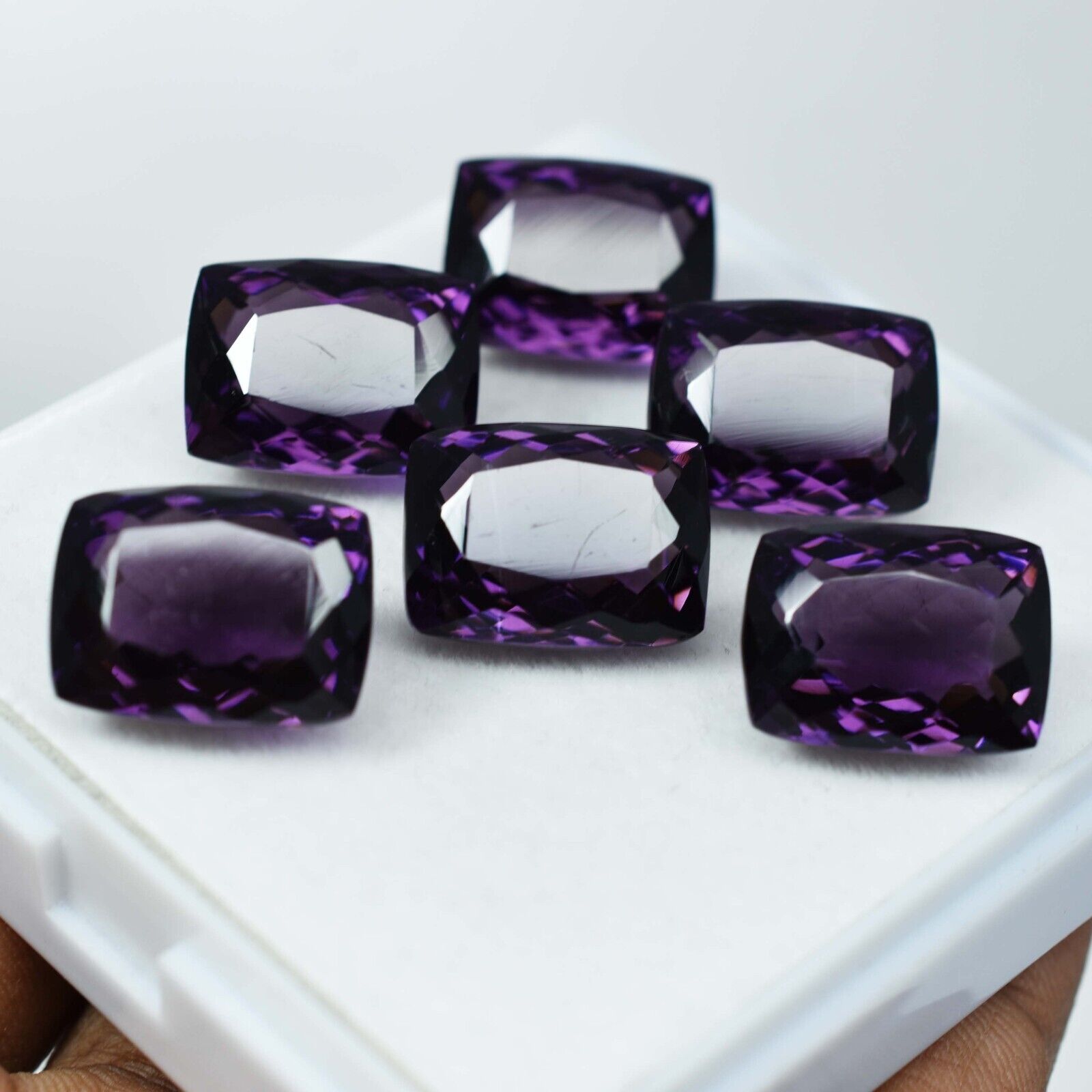 Natural Purple Amethyst 50 Ct AA++CERTIFIED Cushion Cut Lot Loose Gemstone 6 Pcs