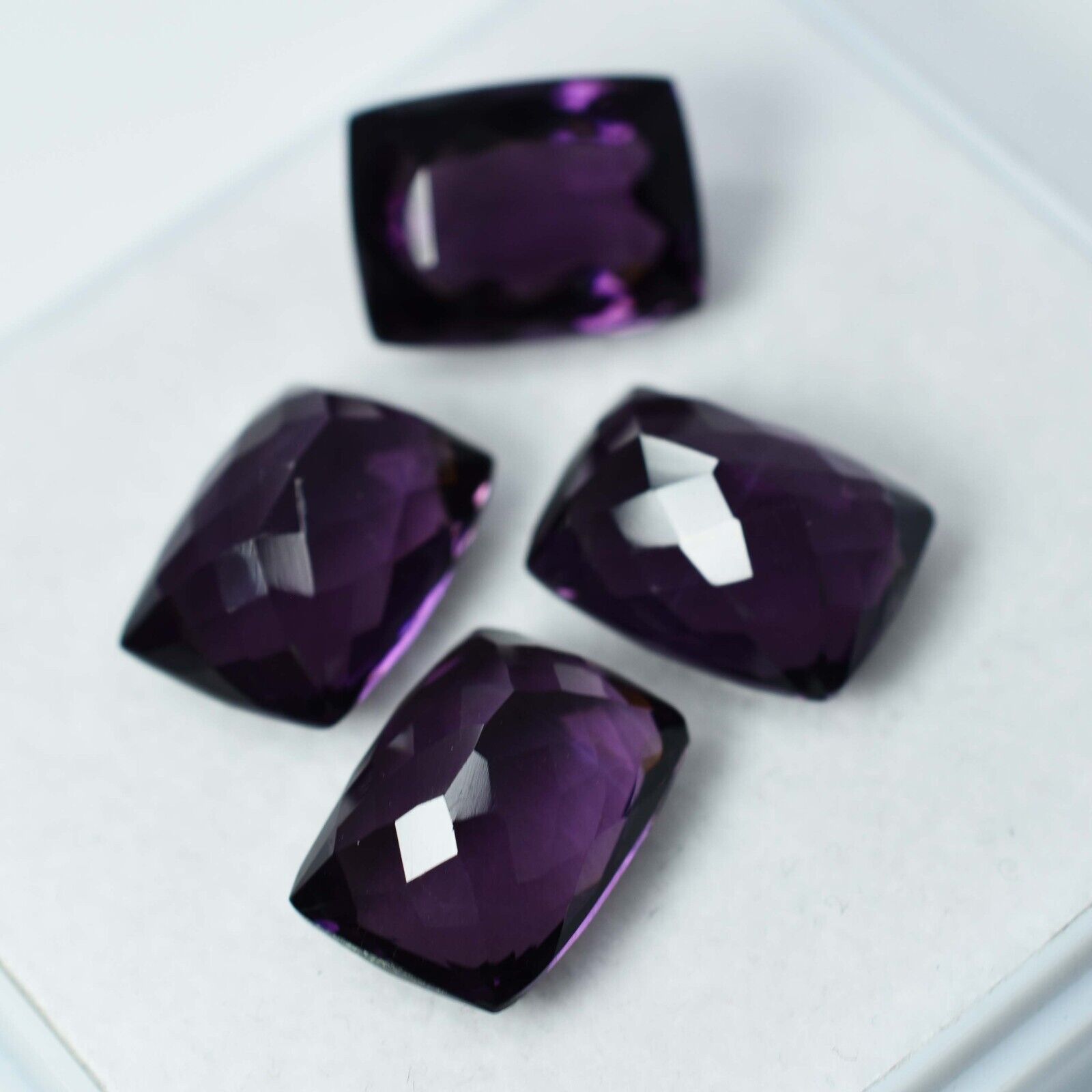 33.20 Ct Natural CERTIFIED Amethyst Purple Cushion Cut 4 Pcs Loose Gemstone Lot