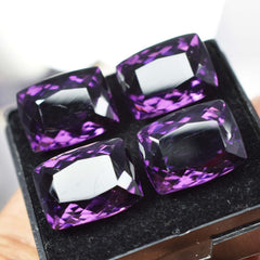 33.20 Ct Natural CERTIFIED Amethyst Purple Cushion Cut 4 Pcs Loose Gemstone Lot