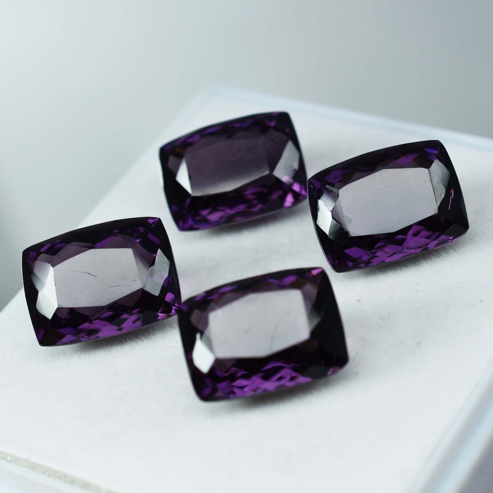 33.20 Ct Natural CERTIFIED Amethyst Purple Cushion Cut 4 Pcs Loose Gemstone Lot