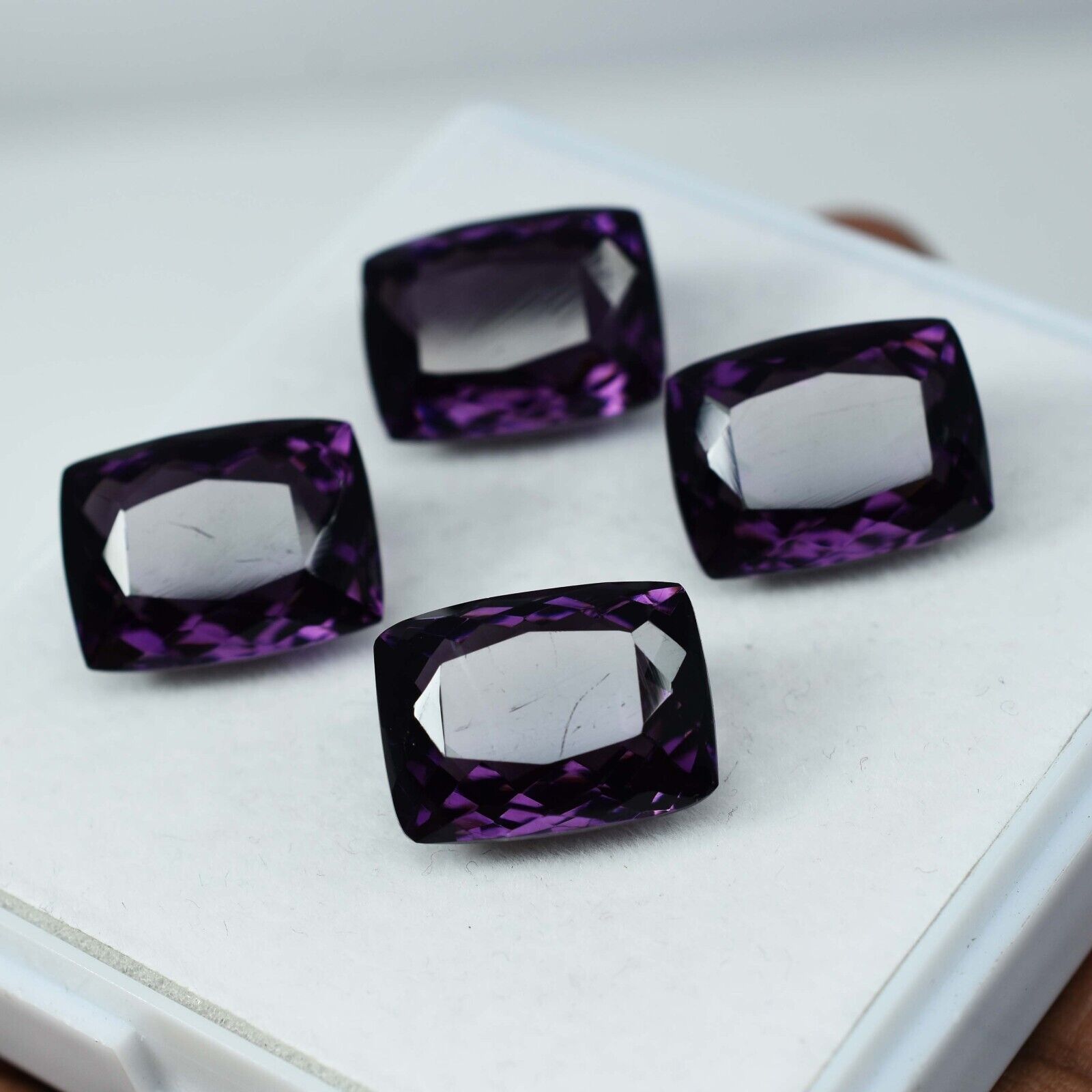 33.20 Ct Natural CERTIFIED Amethyst Purple Cushion Cut 4 Pcs Loose Gemstone Lot