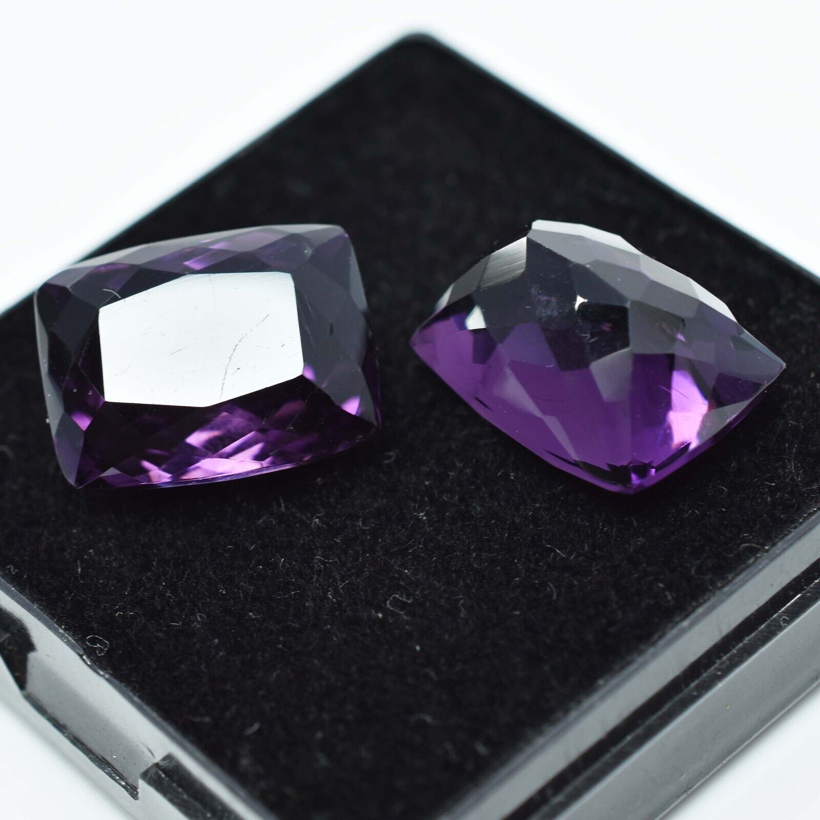 17.10 Ct Natural AA++CERTIFIED Amethyst Purple Cushion Cut Loose Gemstone Pair