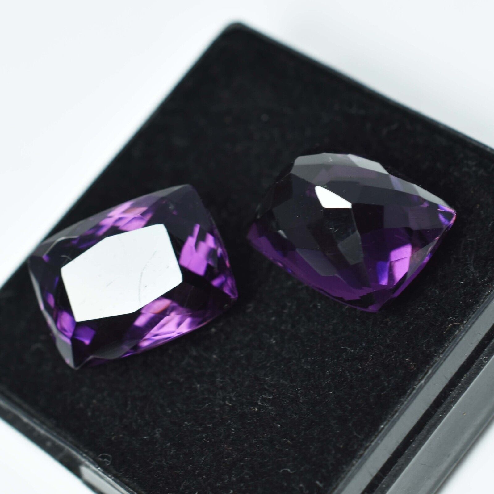 17.10 Ct Natural AA++CERTIFIED Amethyst Purple Cushion Cut Loose Gemstone Pair