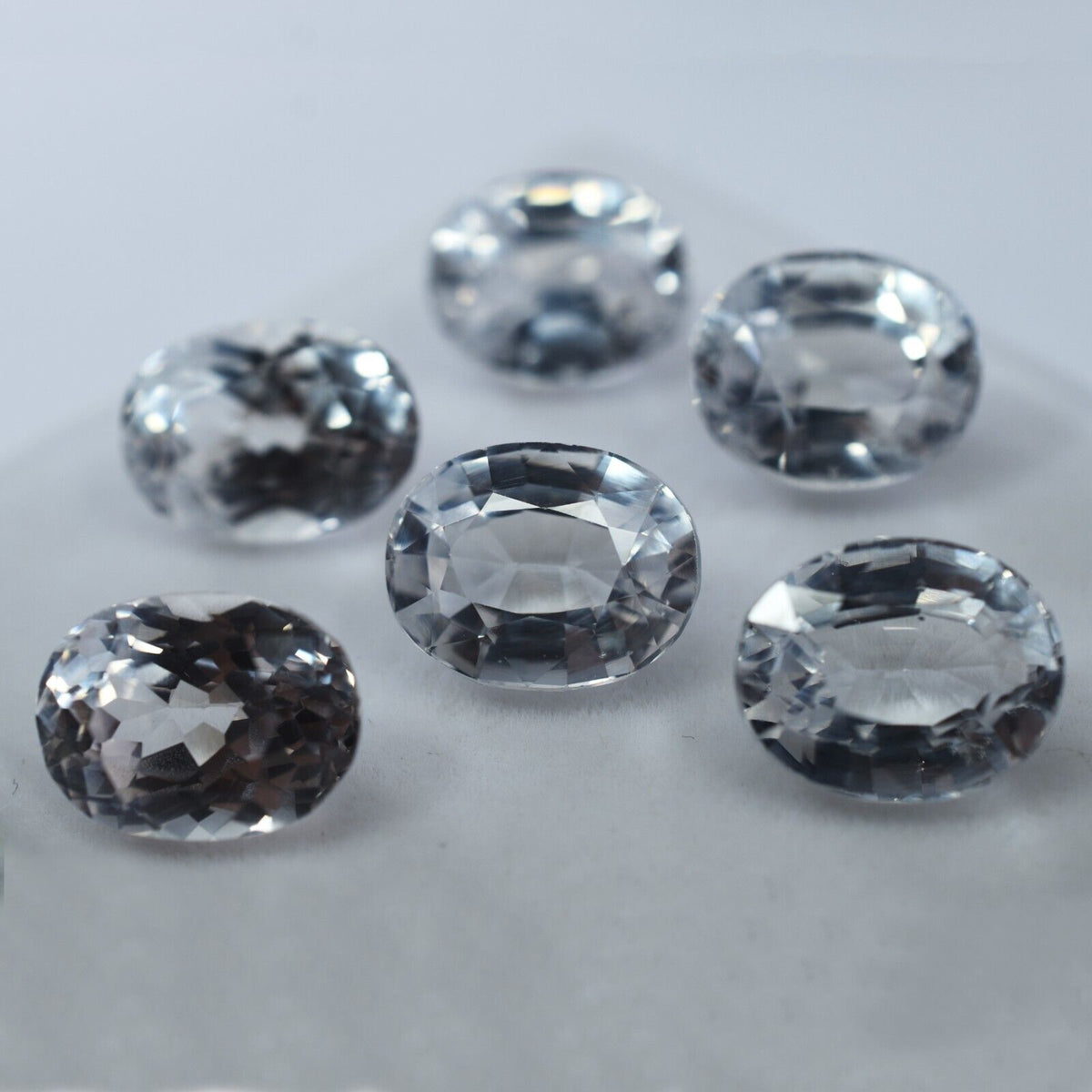 50 Ct Natural Loose Gemstone CERTIFIED Sapphire White Lot Oval Ring Size 6 Pcs