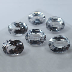 50 Ct Natural Loose Gemstone CERTIFIED Sapphire White Lot Oval Ring Size 6 Pcs