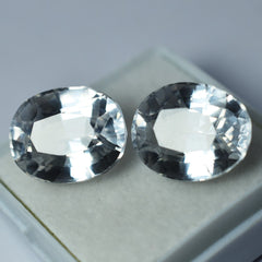 Natural White Ceylon Sapphire 16.12 Ct CERTIFIED Oval Shape Loose Gemstone Pair