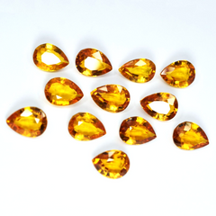 101.25 Ct Yellow Natural Sapphire CERTIFIED Pear Cut 12 Pcs Lot Loose Gemstone