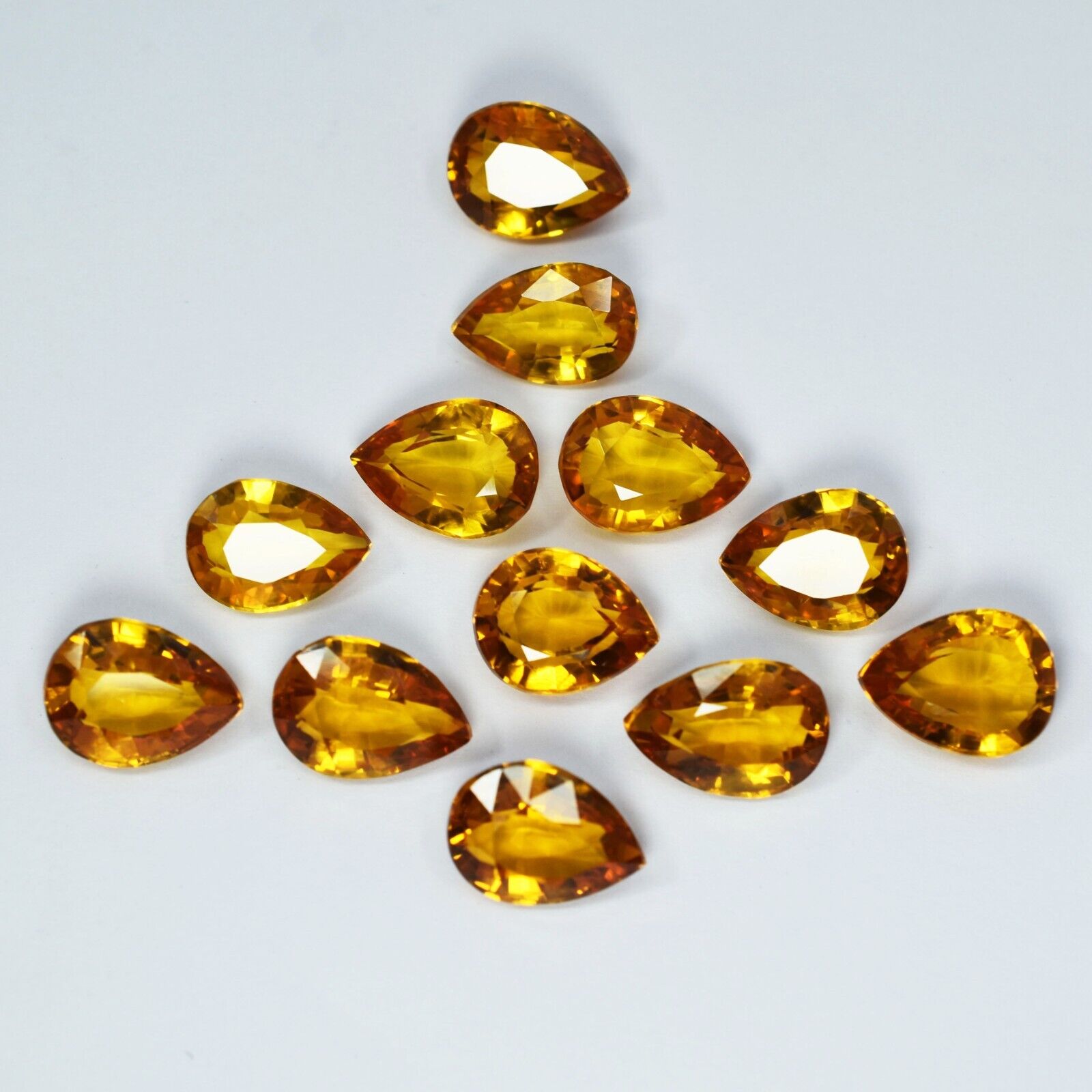 101.25 Ct Yellow Natural Sapphire CERTIFIED Pear Cut 12 Pcs Lot Loose Gemstone