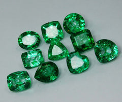 10 Pcs Natural Green Emerald 82.10 Ct CERTIFIED Gemstones Loose Mix Shape Lot