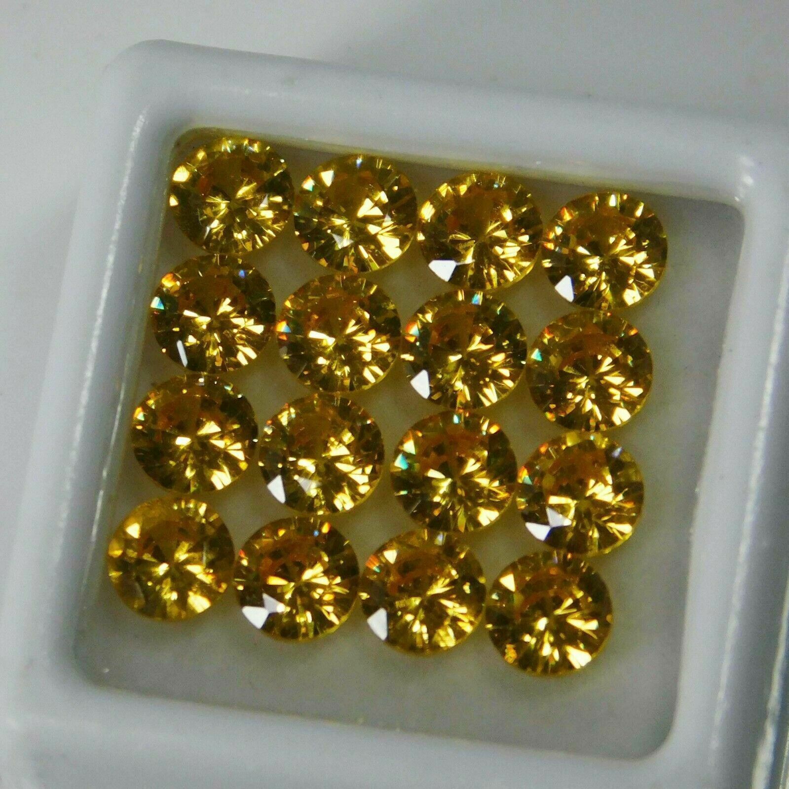 16 PCS Natural YELLOW Untreated Sapphire  5 mm CERTIFIED Lot Round Gemstone