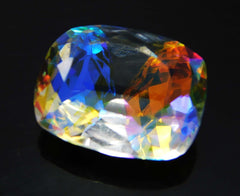 Lab-Created  15.00 Ct RAINBOW Mystic Topaz CUSHION Cut CERTIFIED Loose Gemstone