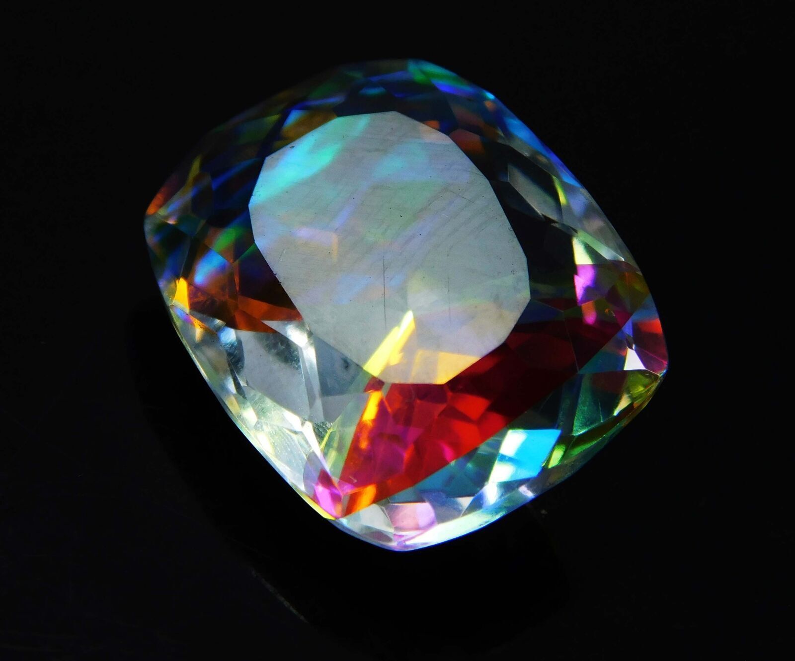 Lab-Created  15.00 Ct RAINBOW Mystic Topaz CUSHION Cut CERTIFIED Loose Gemstone