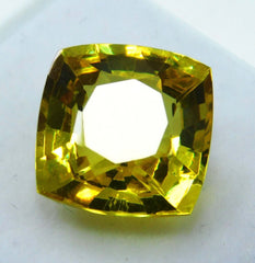 9.56 Ct Natural Yellow SAPPHIRE Square Cushion Shape CERTIFIED Loose Gemstone