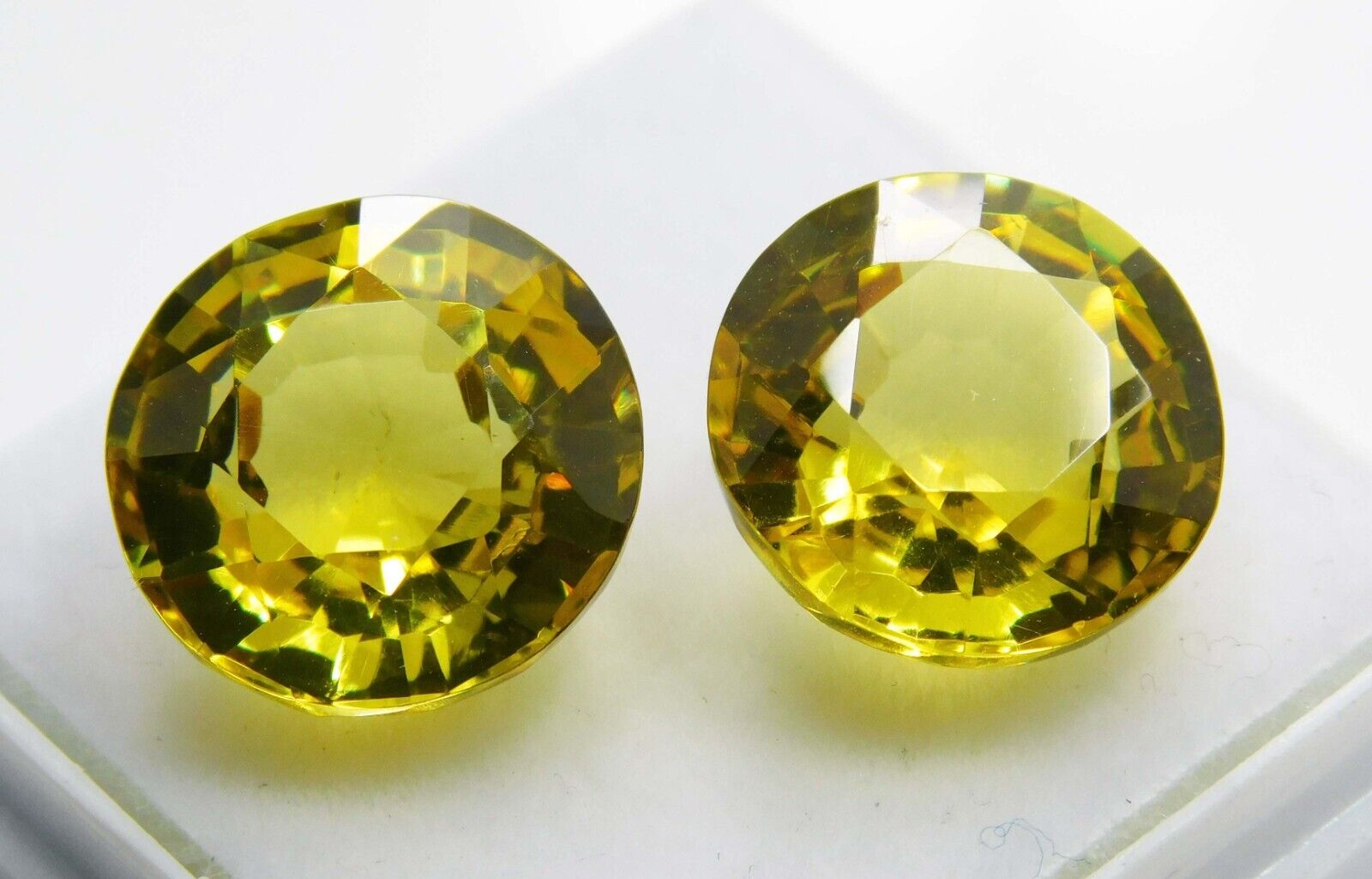 17.70 Ct Natural Yellow Ceylon Sapphire Round Cut CERTIFIED Loose Gemstone Pair