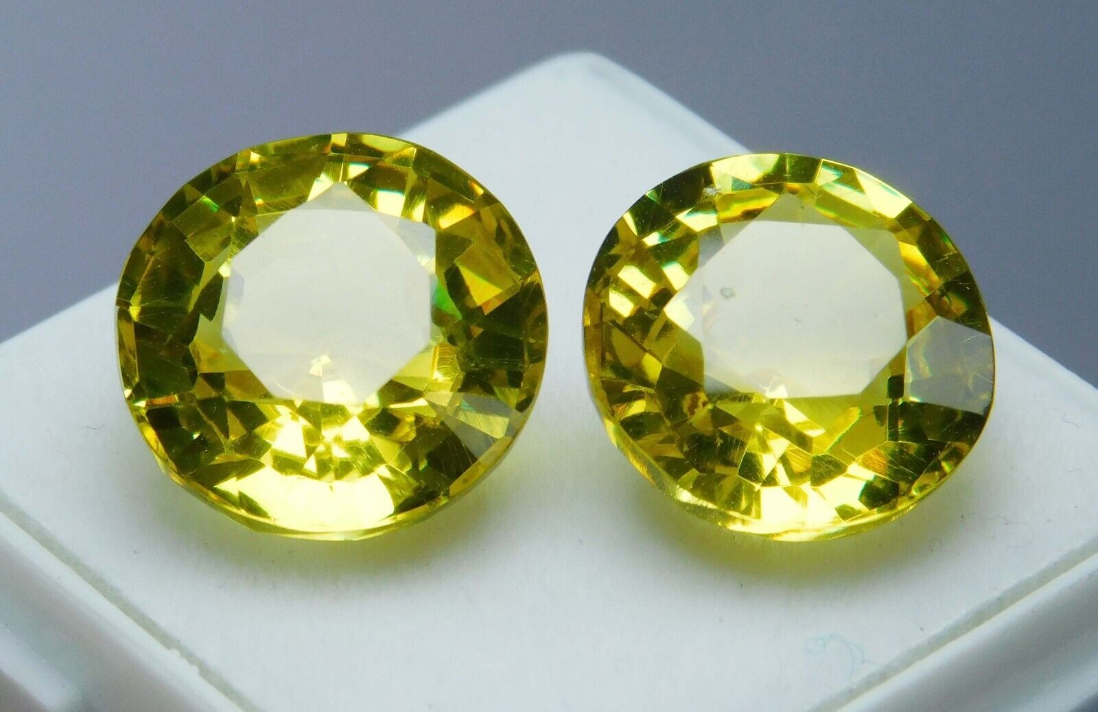 17.70 Ct Natural Yellow Ceylon Sapphire Round Cut CERTIFIED Loose Gemstone Pair