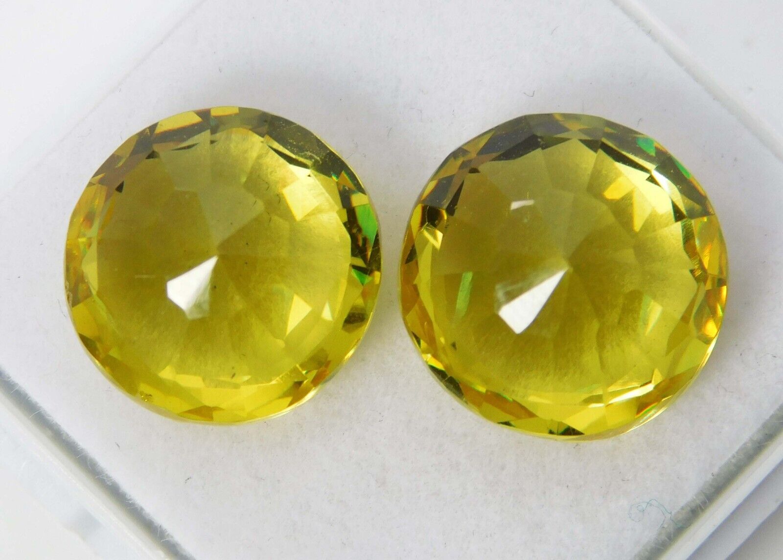 17.70 Ct Natural Yellow Ceylon Sapphire Round Cut CERTIFIED Loose Gemstone Pair