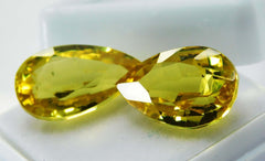 TOP QUALITY natural sapphire YELLOW pear cut 16.40 Ct CERTIFIED gemstone pair