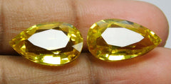 TOP QUALITY natural sapphire YELLOW pear cut 16.40 Ct CERTIFIED gemstone pair