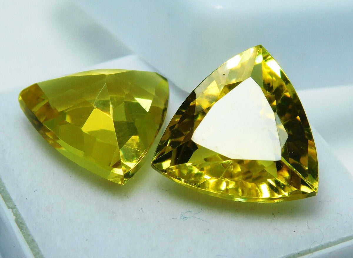 Natural Yellow Ceylon Sapphire TRILLION SHAPE 16.25 Ct Loose Gemstone CERTIFIED