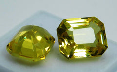 18.12 Ct Natural Sapphire YELLOW COLOR Emerald Shape CERTIFIED Loose Gemstone