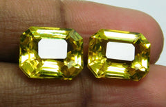 18.12 Ct Natural Sapphire YELLOW COLOR Emerald Shape CERTIFIED Loose Gemstone