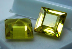 NATURAL loose gemstone Perfect SAPPHIRE yellow Square Cut 16.1 Ct CERTIFIED pair