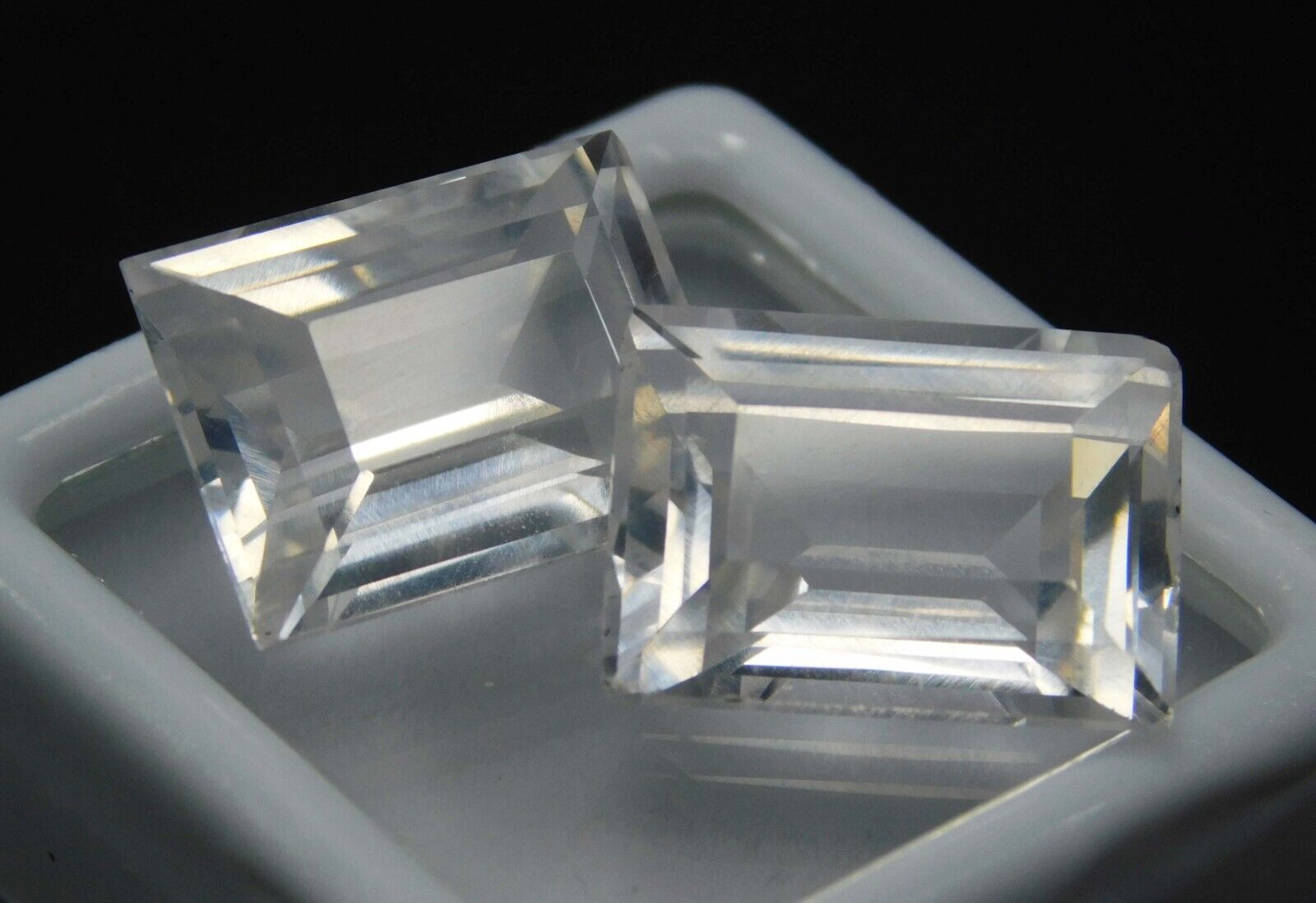 17.25 Carat Natural SAPPHIRE White Emerald Shape CERTIFIED Loose Gemstones Pair