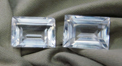 17.25 Carat Natural SAPPHIRE White Emerald Shape CERTIFIED Loose Gemstones Pair