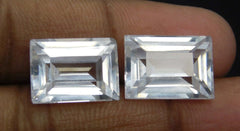 17.25 Carat Natural SAPPHIRE White Emerald Shape CERTIFIED Loose Gemstones Pair