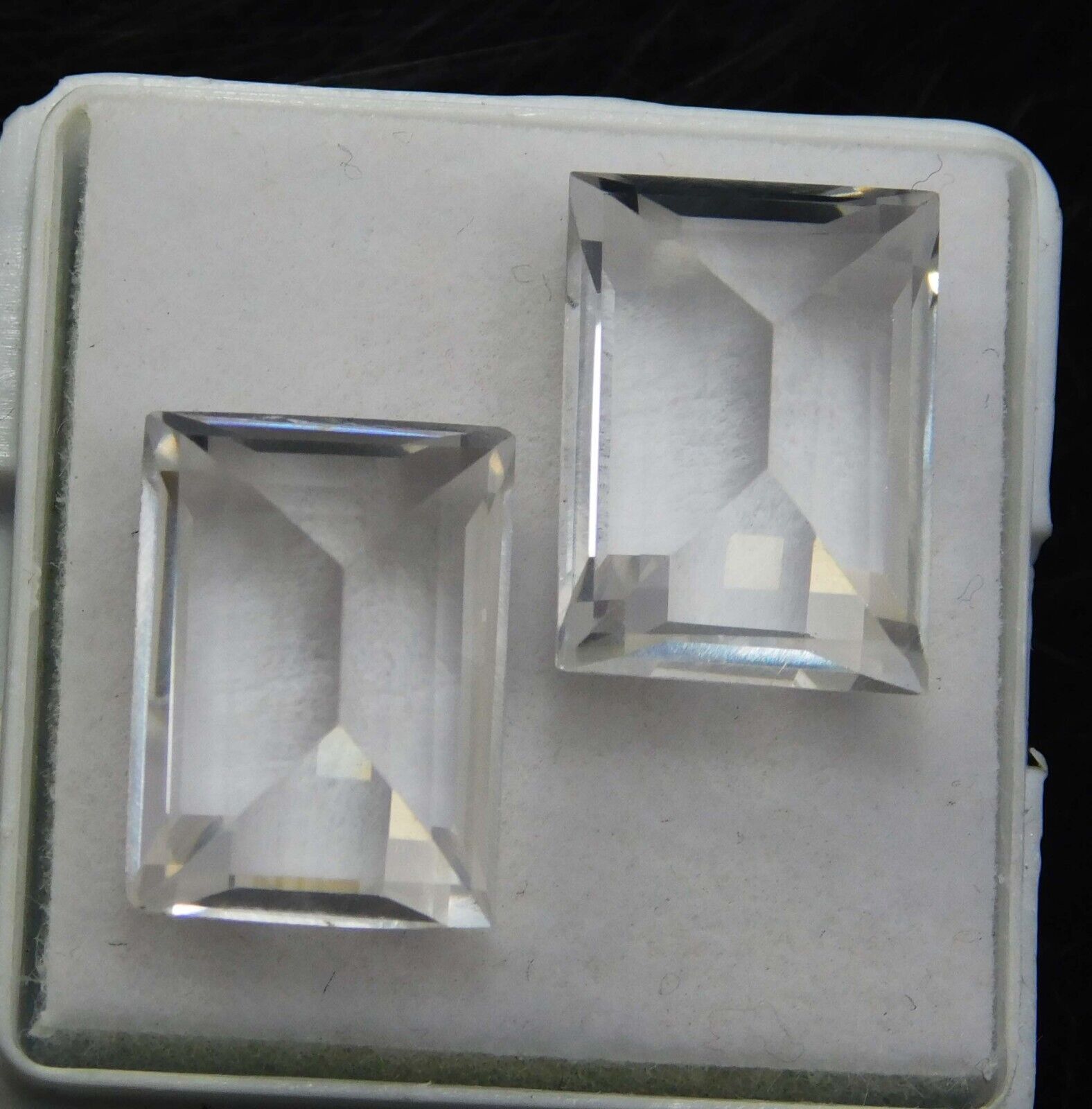 17.25 Carat Natural SAPPHIRE White Emerald Shape CERTIFIED Loose Gemstones Pair