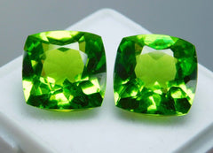 18.69 Ct NATURAL Green Peridot Square Shape CERTIFIED Loose Gemstones Pair