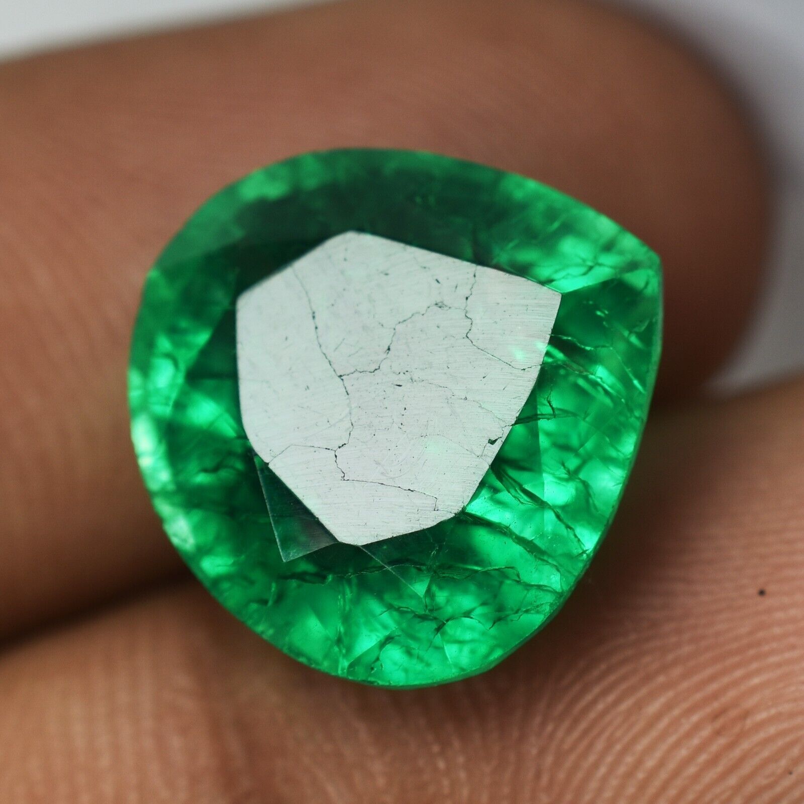 10.25 Ct Natural Green Emerald Excellent Pear Cut Loose Gemstone CERTIFIED