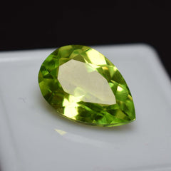 Natural GREEN Peridot 9.65 Ct CERTIFIED Loose Gemstone Pear Shape