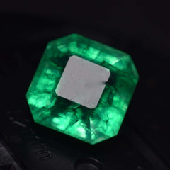 Natural CERTIFIED 8 Ct Zambian Emerald Green Square Cut Excellent Gemstone