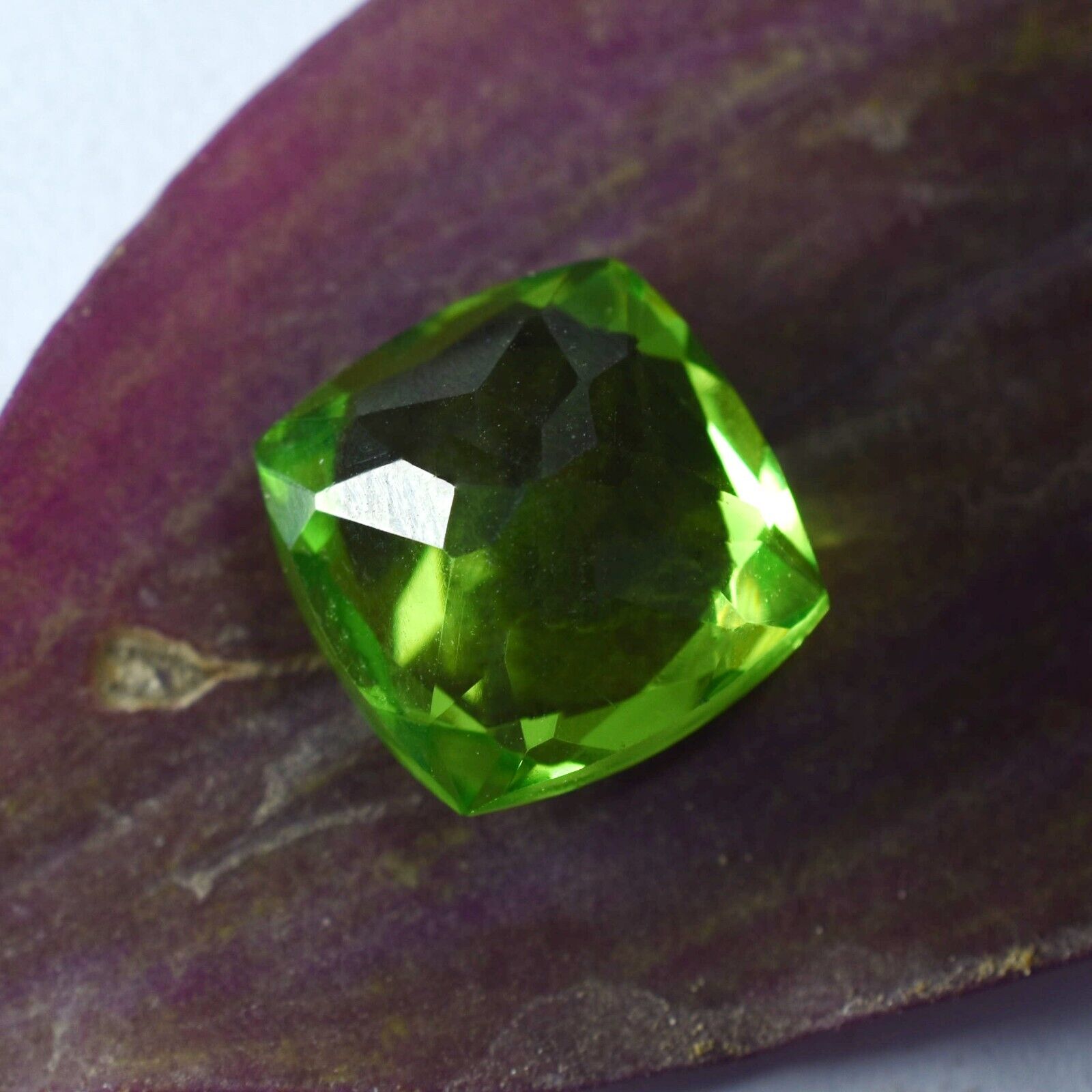 Peridot Natural Green Genuine Square Cushion 11.20 Ct CERTIFIED Loose Gemstone