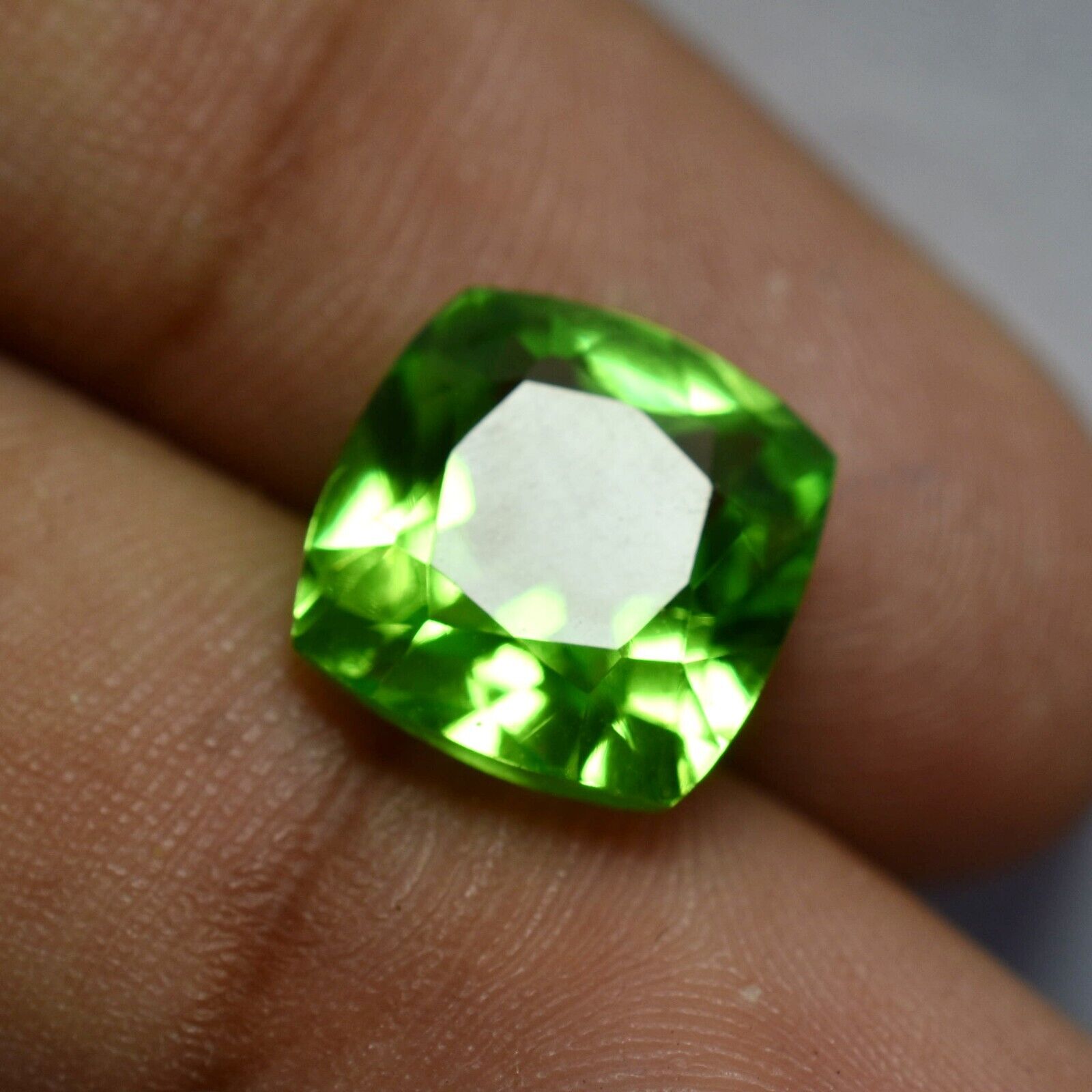 Peridot Natural Green Genuine Square Cushion 11.20 Ct CERTIFIED Loose Gemstone