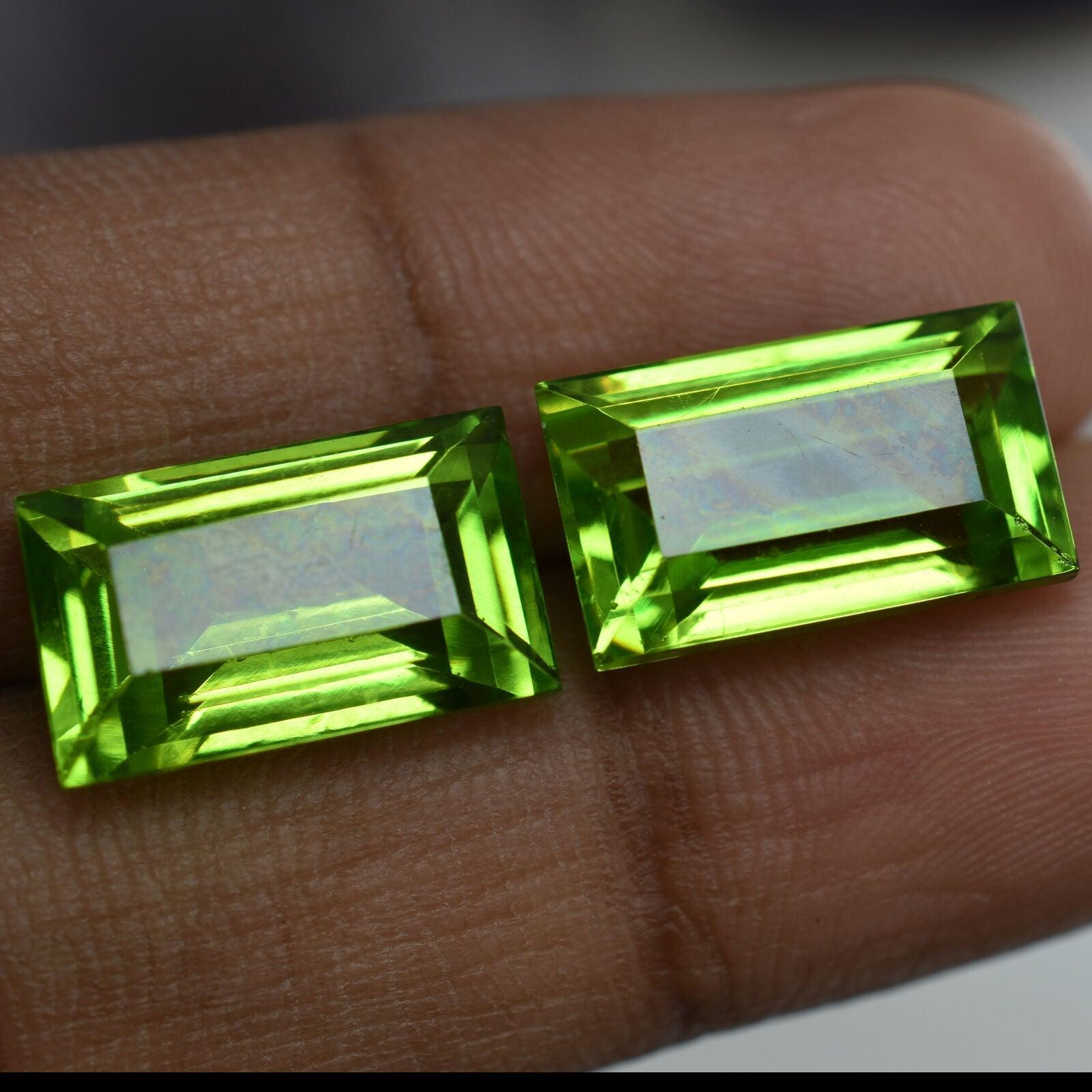 Natural Peridot Stone GREEN Peridot Pair Rare Loose Gemstone CERTIFIED 16.20 Ct EMERALD Cut Gemstone