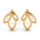 Two-Tone Gold Leaf Stud Earrings for Women
