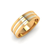 18K GOLD WITH SILVER INLAY, DUAL TONE MEN’S WEDDING RING