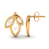 Two-Tone Gold Leaf Stud Earrings for Women